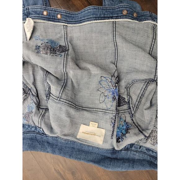 Anthropologie Pilcro Denim Trucker Jacket Size Small Embroidered Bling Boho 90s - Picture 9 of 12